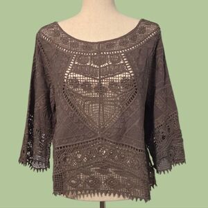 Ultra Pink NWOT Olive Embroidered Cotton Lace  Top